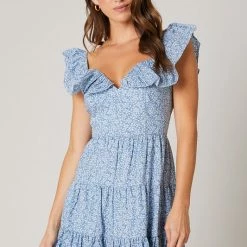 SugarLips The Payton Blue Sweetheart Ruffle Mini Dress