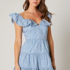 SugarLips The Payton Blue Sweetheart Ruffle Mini Dress