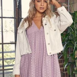 Mustard Seed The Briley Bone Raw Hem Denim Jacket