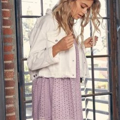 Mustard Seed The Briley Bone Raw Hem Denim Jacket