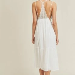 Lush The Cheyenne White Lace Midi Dress Dresses