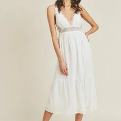Lush The Cheyenne White Lace Midi Dress Dresses