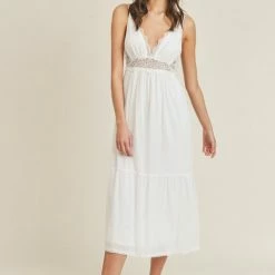 Lush The Cheyenne White Lace Midi Dress Dresses
