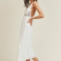 Lush The Cheyenne White Lace Midi Dress Dresses