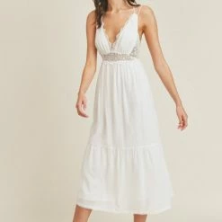 Lush The Cheyenne White Lace Midi Dress Dresses