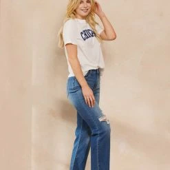 Sneak Peek The Reagan Medium Wash High Rise Straight Leg Jeans