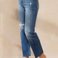 Sneak Peek The Reagan Medium Wash High Rise Straight Leg Jeans