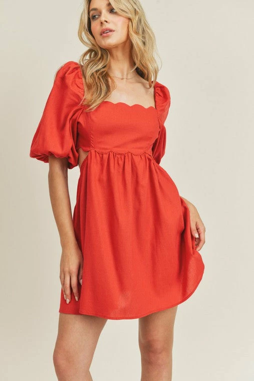 Lush Clothing Dresses The Rosy Red Linen Cutout Mini Dress