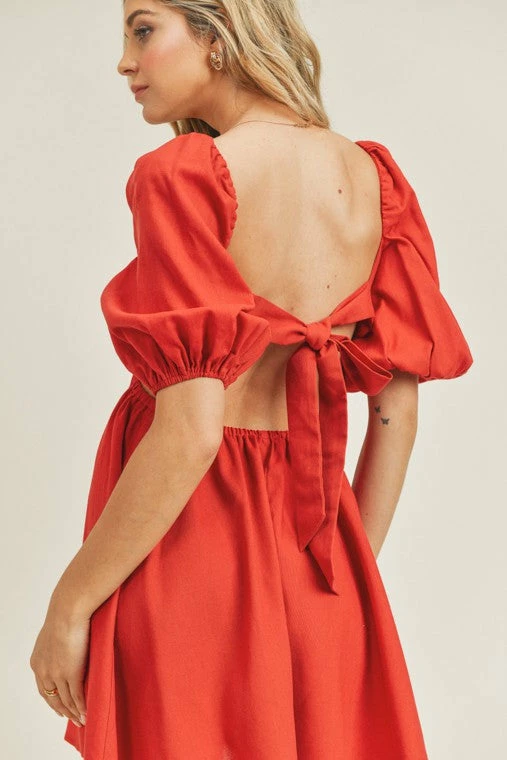 Lush Clothing Dresses The Rosy Red Linen Cutout Mini Dress