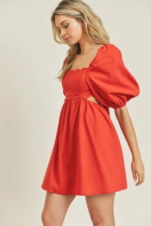 Lush Clothing Dresses The Rosy Red Linen Cutout Mini Dress