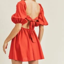 Lush Clothing Dresses The Rosy Red Linen Cutout Mini Dress