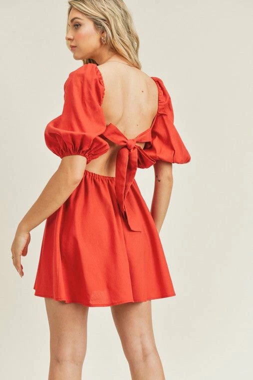 Lush Clothing Dresses The Rosy Red Linen Cutout Mini Dress