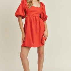 Lush Clothing Dresses The Rosy Red Linen Cutout Mini Dress