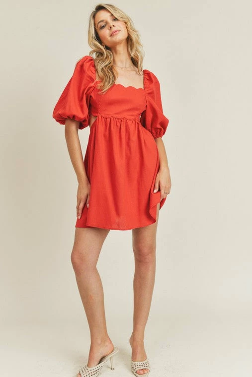 Lush Clothing Dresses The Rosy Red Linen Cutout Mini Dress