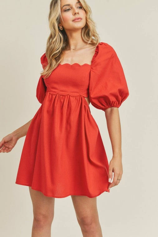 Lush Clothing Dresses The Rosy Red Linen Cutout Mini Dress