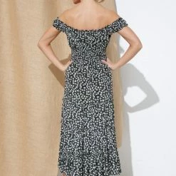 In The Beginning Clothing The Brin Black Floral Midi Dress Dresses