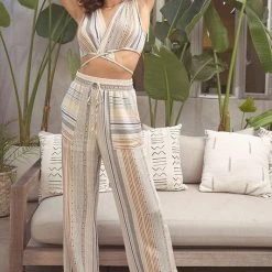 Illa Illa The Kassie Striped Wrap Top & Pant Set Tops