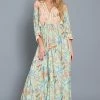 Aakaa Dresses The Bohemian Summer Mint Floral Maxi Dress