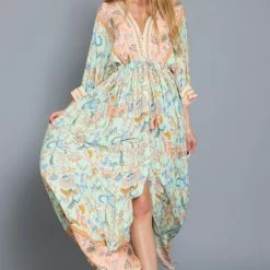 Aakaa Dresses The Bohemian Summer Mint Floral Maxi Dress