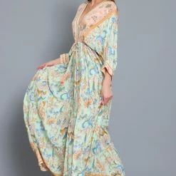 Aakaa Dresses The Bohemian Summer Mint Floral Maxi Dress