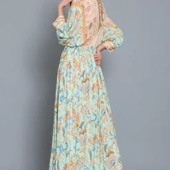 Aakaa Dresses The Bohemian Summer Mint Floral Maxi Dress