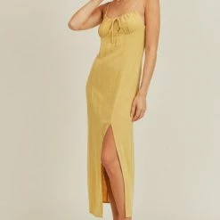 Lush Clothing The Sloane Corn Yellow Cami Strap Midi Dress