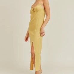 Lush Clothing The Sloane Corn Yellow Cami Strap Midi Dress