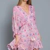 Aakaa The Cheyenne Pink Floral Dolman Sleeve Mini Dress Dresses