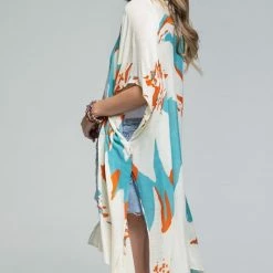 Urbanista Tops The Phoenix Aquamarine Printed Kimono