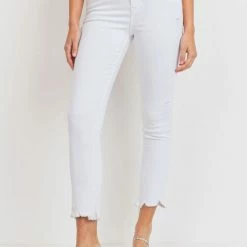 Just USA The Bridget White High Rise Straight Shark Hem Jeans