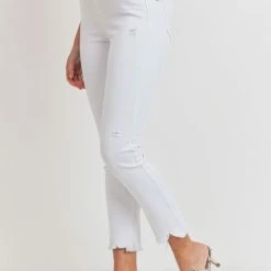 Just USA The Bridget White High Rise Straight Shark Hem Jeans