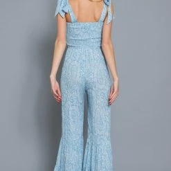 Aakaa The Piper Blue Tiered Jumpsuit Jumpsuits