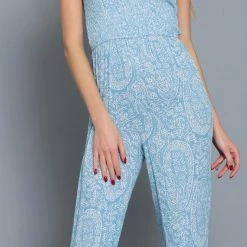 Aakaa The Piper Blue Tiered Jumpsuit Jumpsuits