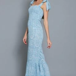 Aakaa The Piper Blue Tiered Jumpsuit Jumpsuits