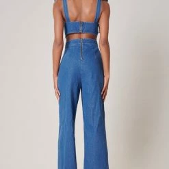 Sugar Lips The Lucki Denim Back Cut Out Jumpsuit Jumpsuits