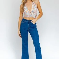 Le Lis The Lucy Bright Floral Halter Top Tops