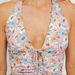 Le Lis The Lucy Bright Floral Halter Top Tops