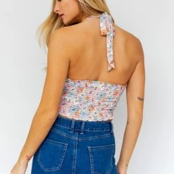 Le Lis The Lucy Bright Floral Halter Top Tops