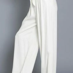 Aakaa The Bridget Ivory Tie Front Linen Beach Pants
