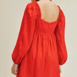 Lush Clothing The Scarlet Red Textured Woven Mini Dress