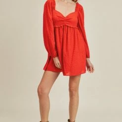 Lush Clothing The Scarlet Red Textured Woven Mini Dress
