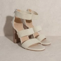 KKE Originals The Presley Woven Beige Strappy Heels