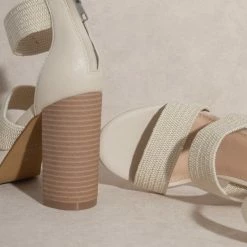KKE Originals The Presley Woven Beige Strappy Heels
