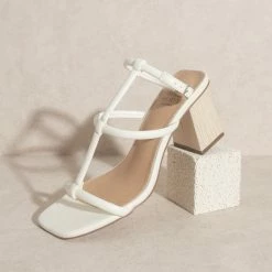 KKE Originals Shoes The Sofia Vegan Leather Wooden Heel Sandal