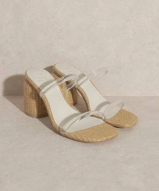 KKE Originals The Margaret Beige Clear Strap Woven Heels Shoes