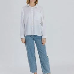 Mod Ref The Catia White Long Sleeve Button Up Shirt Tops