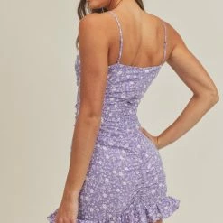 Lush Dresses The Margaux Violet Floral Ruched Mini Dress