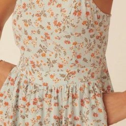 Promesa USA The Brittany Blue Floral Tiered Romper Rompers