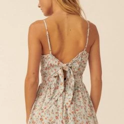 Promesa USA The Brittany Blue Floral Tiered Romper Rompers