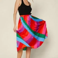 Skies Are Blue Skirts The Days Are Short Colorful Printed Midi Skirt